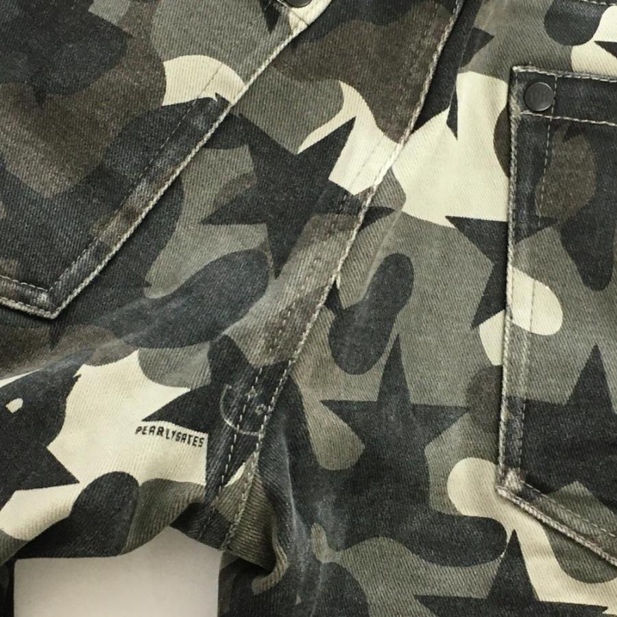 パーリーゲイツ パンツ カーキ×黒 カモフラ柄 迷彩 星型ニコちゃん