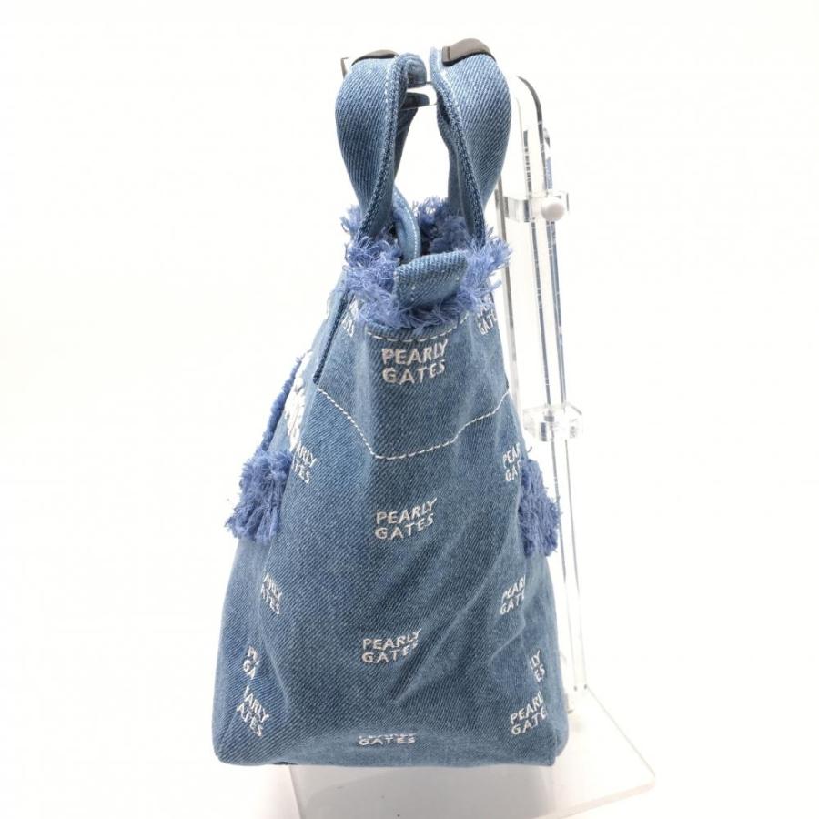 超美品】パーリーゲイツ カートバッグ ライトブルー×白 デニム ロゴ