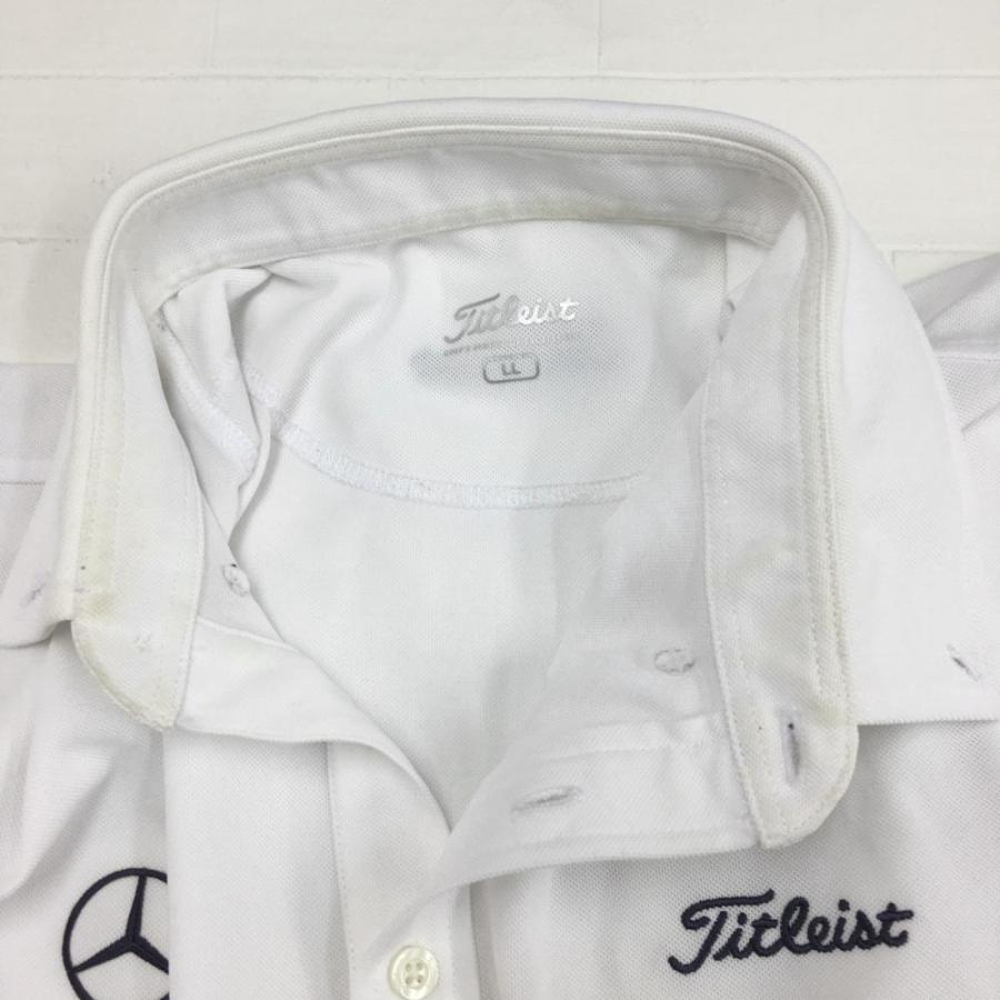 TITLEIST タイトリスト 半袖ポロシャツ 白×ネイビー ボタンダウン