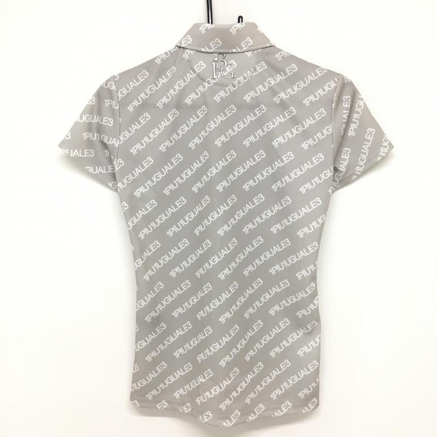 ウノピュウノウグァーレトレ 半袖ポロシャツ ライトグレー×白 ロゴ総柄