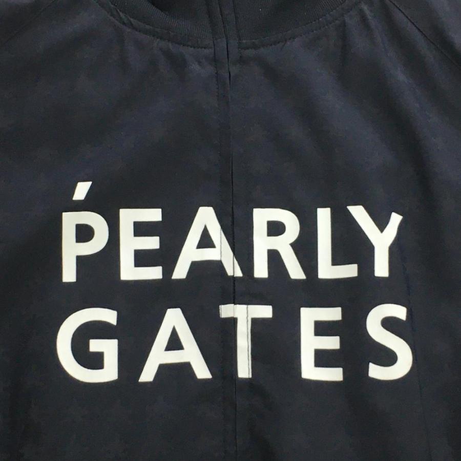 超美品】パーリーゲイツ ジャケットブルゾン ネイビー 地模様 蓄熱裏地