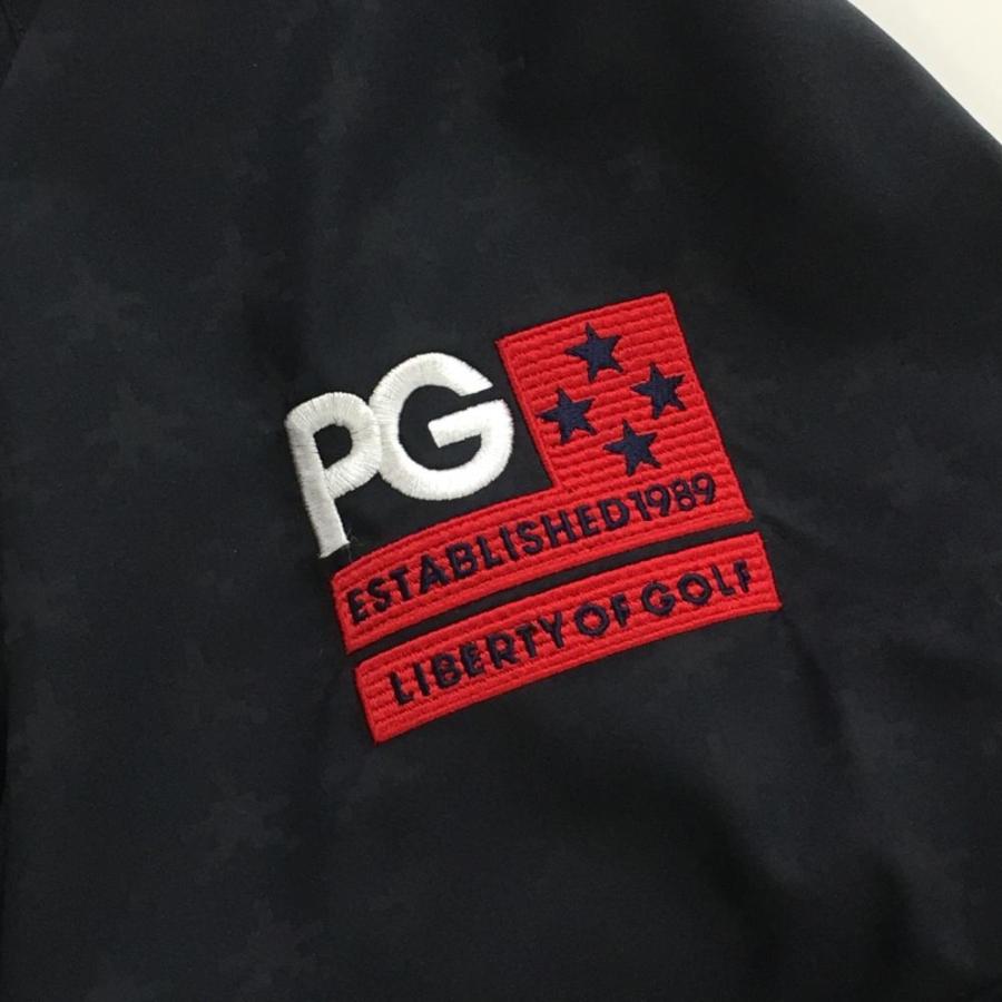 超美品】パーリーゲイツ ジャケットブルゾン ネイビー 地模様 蓄熱裏地