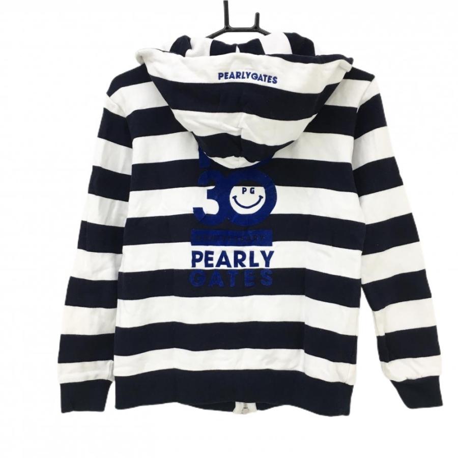 PEARLY GATES（パーリーゲイツ） ジップパーカー 白×ネイビー 太