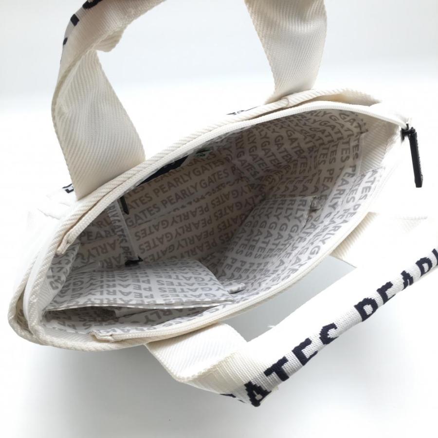 PEARLY GATES（パーリーゲイツ） カートバッグ 白 ロゴ 内外ポケット