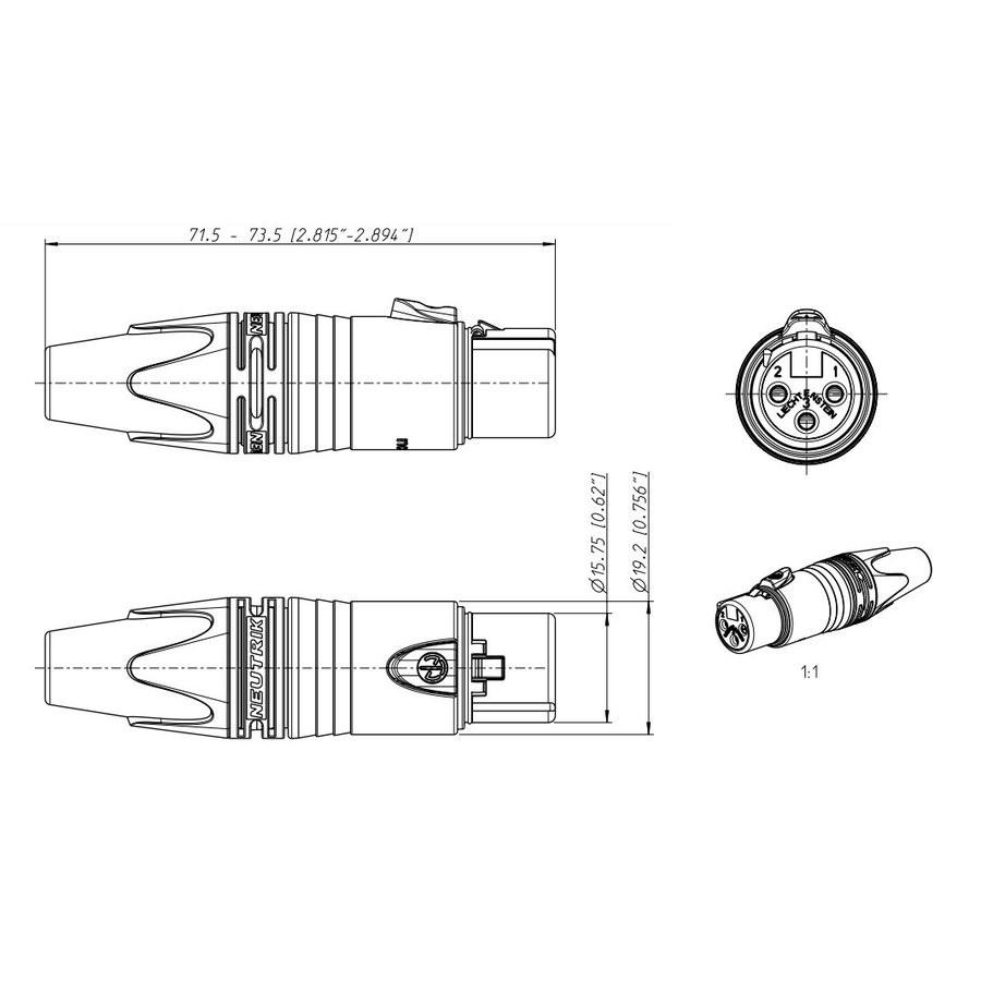 NEUTRIK NC3FXX-B XLRコネクター 3ピン メス ブラック : Repair Garage