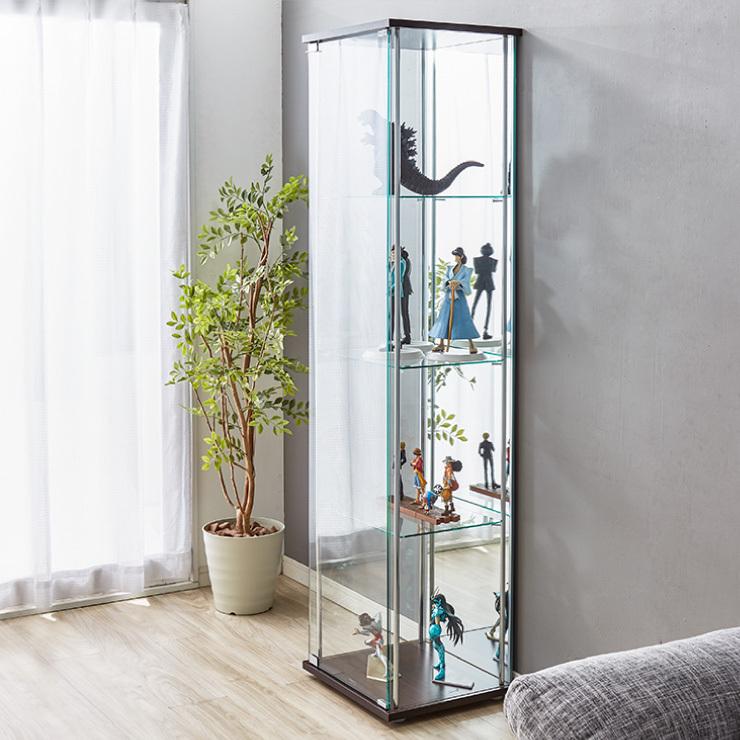 ガラスコレクションケース フィギュアケース 4段 背面ミラー 付き 幅