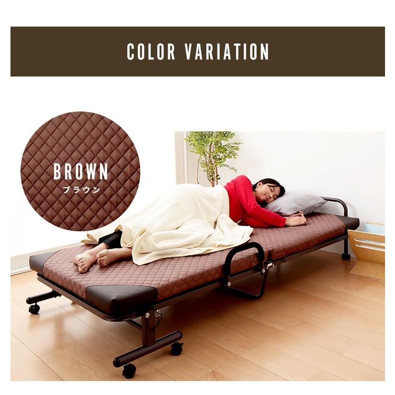 1/17まで 折りたたみ式シングルベッド ブラウン 楽天市場】折りたたみ