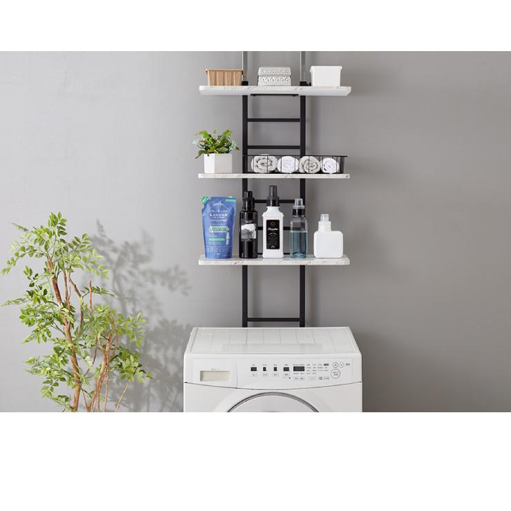 突っ張り式 棚3枚 洗濯機ラック つっぱり 洗濯機 ラック 収納 収納棚