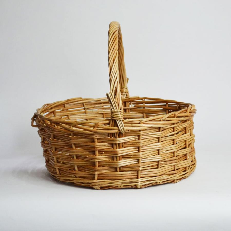 大きなかご 1本手 サークル Sサイズ ウィロー バスケット : ラタン