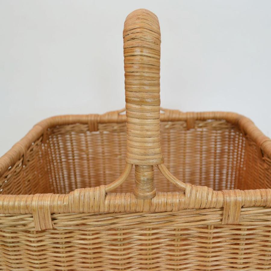 ラタンバスケット深型 スクエア 籐かご ピクニックバスケット : ラタン