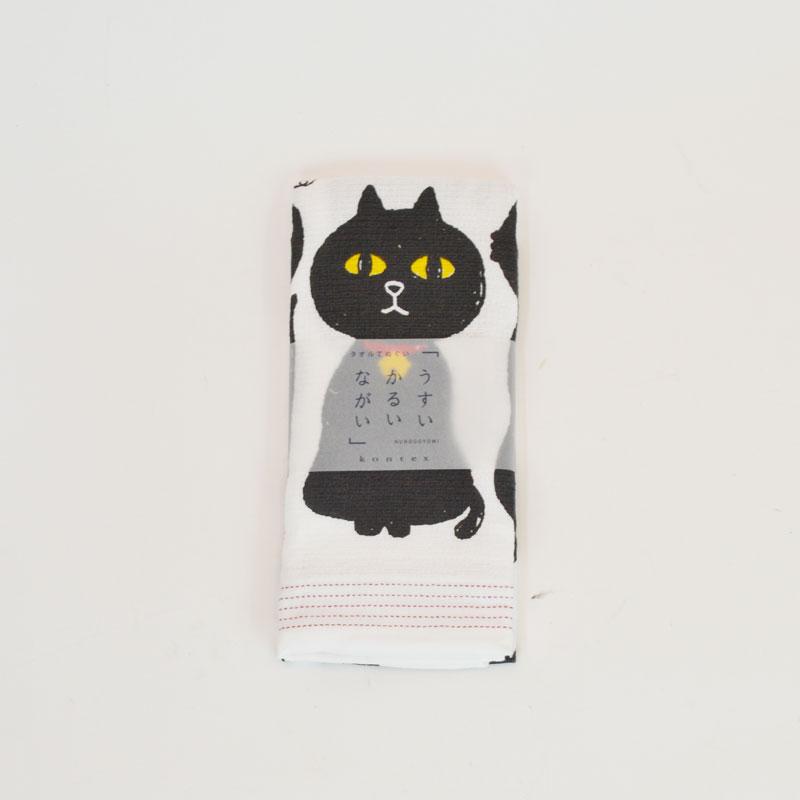 手ぬぐいタオル くろねこ 黒猫 おしゃれ 日本製 今治 綿 : ラタン