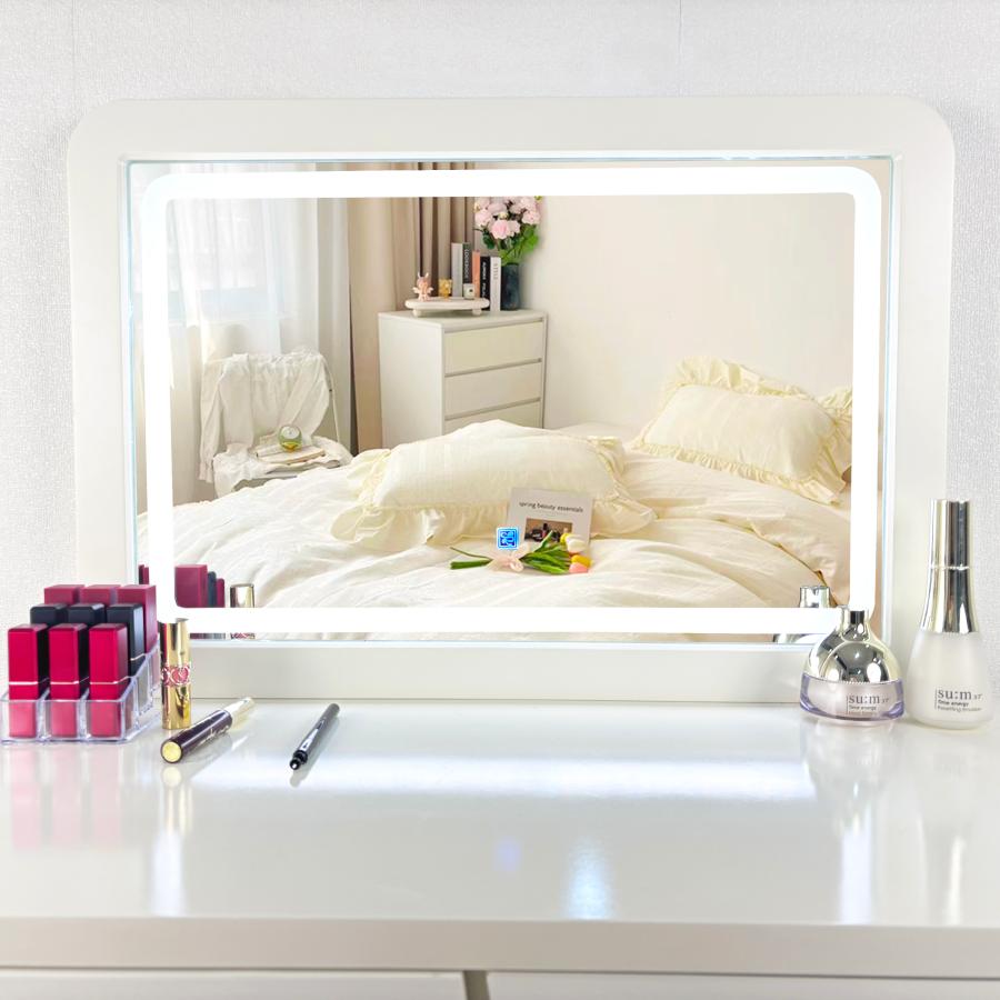 F＆I ドレッサー オシャレ LEDミラー 化粧台 北欧風 鏡台 白 ホワイト