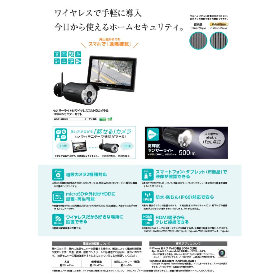 DXアンテナ WSS10M1CL センサーライト付ワイヤレスフルHDカメラ