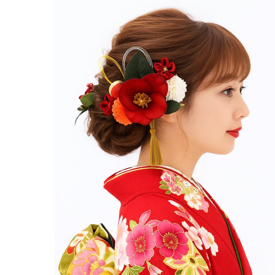 髪飾り 成人式 結婚式 和装 椿 南天 12点セット ヘアアクセサリー
