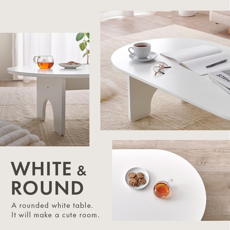 HAGiHARA（萩原） ローテーブル おしゃれ 楕円形 白 ナチュラルモダン