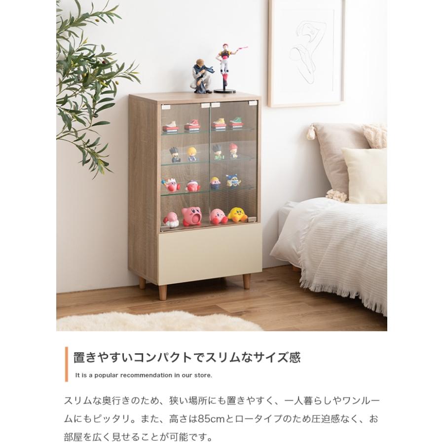 ラック 棚 白 かわいい ガラス扉 おしゃれ ナチュラルモダン 扉付き