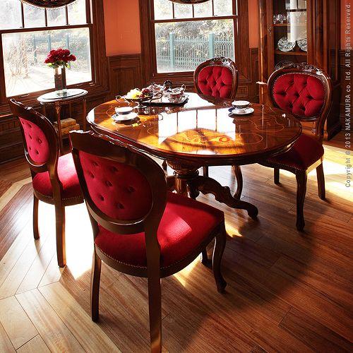 MUSTBUY ダイニングテーブル 4人用 アンティーク 高級感 猫脚