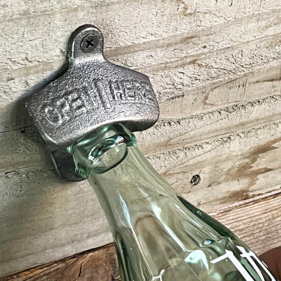 ボトルオープナー 壁付け型 アンティーク調 栓抜き [ 小 ] 壁取り付け