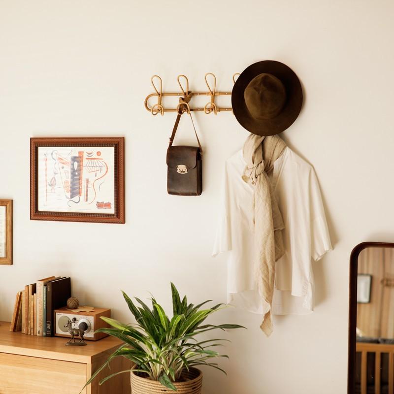 ウォールハンガー 5連 フック ハンガーラック ウォールフック ラタン