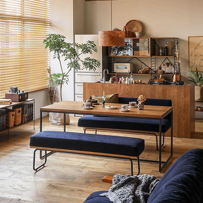 ソファーダイニングセット 3点 160 ヴィンテージ 西海岸 無垢 アイアン