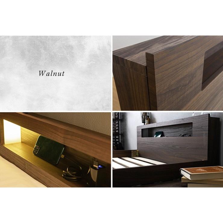 棚・コンセント・照明付きフロアベッド シングル タクナ 照明付き