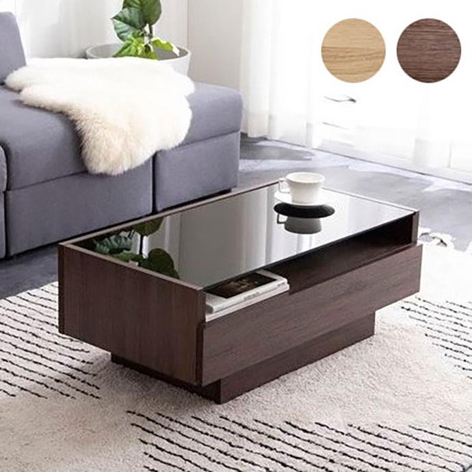 テーブル センターテーブル 幅85cm 強化ガラス天板 ローテーブル