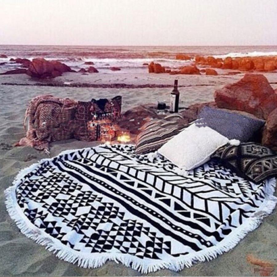 ラウンドビーチタオル 【ビーチマット ヨガマット バスタオル ラグ