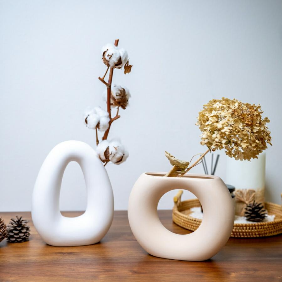 ドーナツ型 花瓶 陶器 フラワーベース 花びん 一輪挿し マット 生花