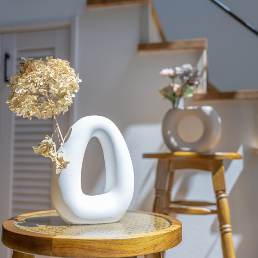 ドーナツ型 花瓶 陶器 フラワーベース 花びん 一輪挿し マット 生花