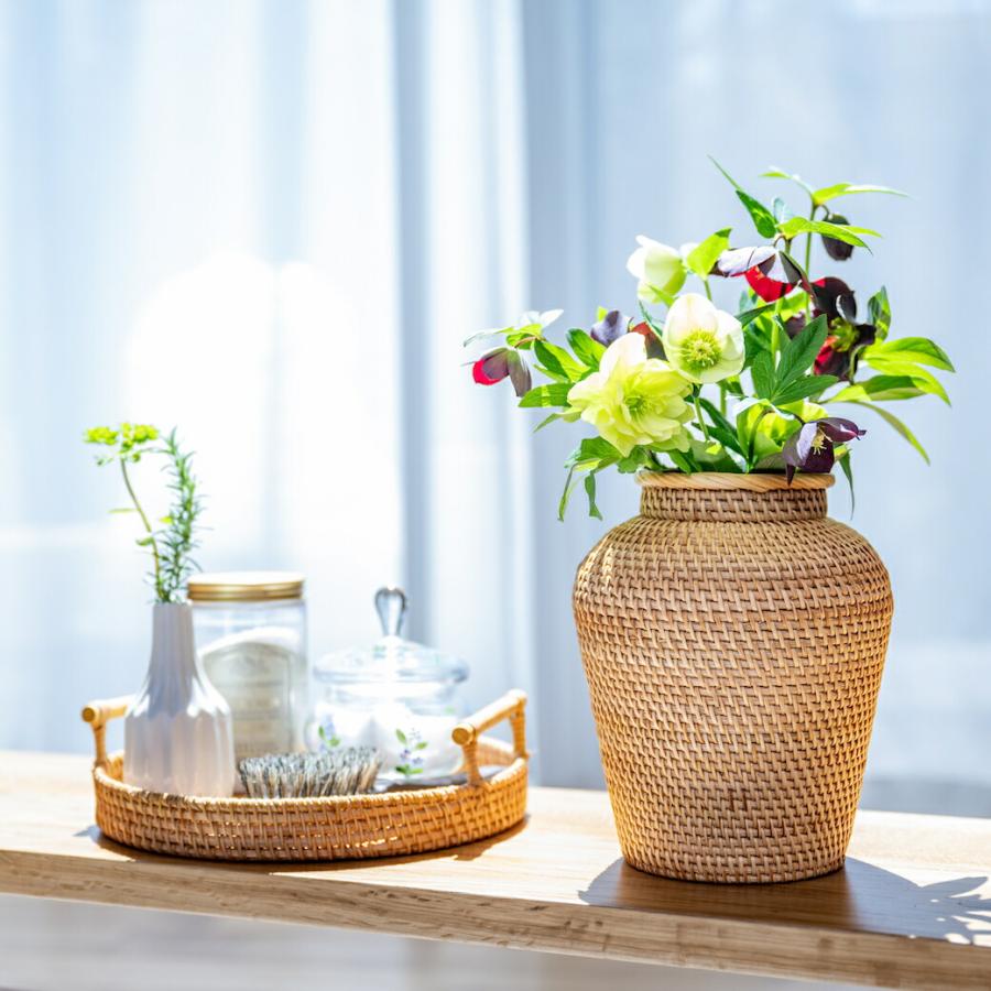 ラタン フラワーベース 籐 花瓶 花びん 大きい かご 籠 バスケット