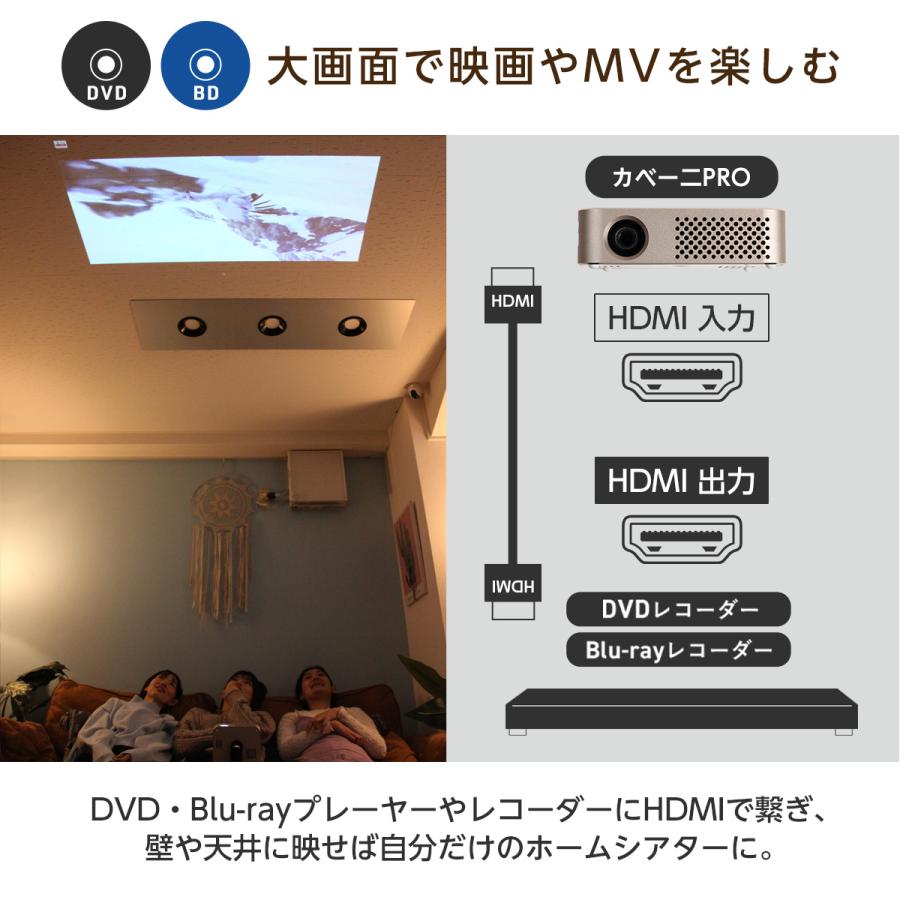 UENO-mono カベーニPRO プロジェクター 小型 家庭用 天井 DVD WiFi