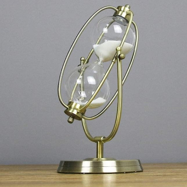 砂時計 アンティーク風 15分計 回転式 楕円 タイマー ブロンズ枠