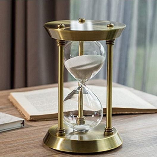 砂時計 アンティーク風 30分計 メタル タイマー ブロンズ枠 ホワイト砂