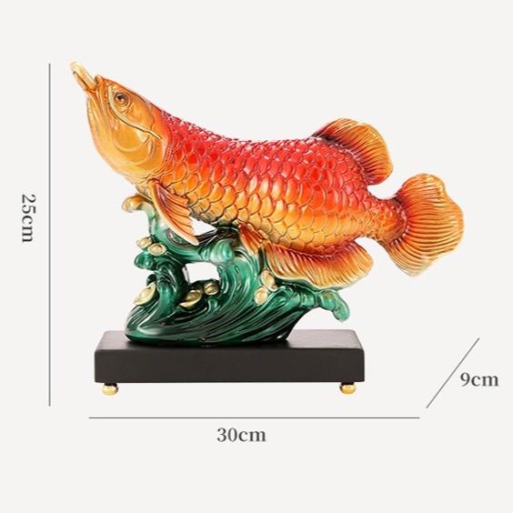 アロワナ 置物 オブジェ 財運 金運 運気アップ 赤色 水色 緑 風水