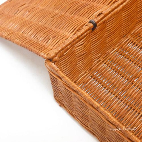 ふた付き 籐 バスケット かご カゴ A4サイズ ラタンバスケット 小物