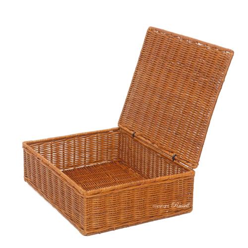 ふた付き 籐 バスケット かご カゴ A4サイズ ラタンバスケット 小物