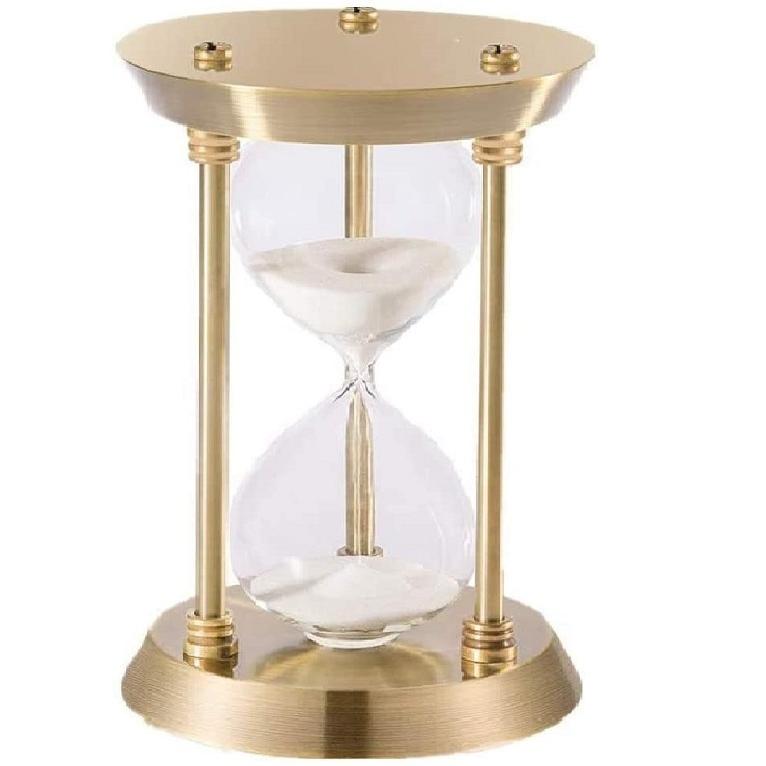 砂時計 アンティーク風 30分計 メタル タイマー ブロンズ枠 ホワイト砂