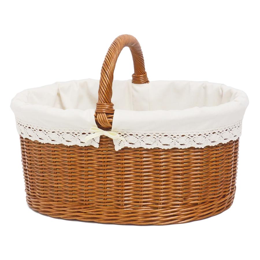 籐 かご バスケット 布付き ピクニックバスケット 籠 ラタン 収納かご