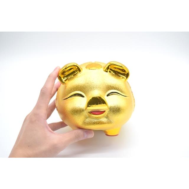 金ブタ 金の豚 貯金箱 招財 お多福顔 招財進宝 中 : 横浜中華街龍