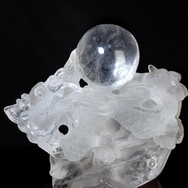 水晶 龍 彫刻 置物 龍彫り 台付き 天然石 パワーストーン 彫り物