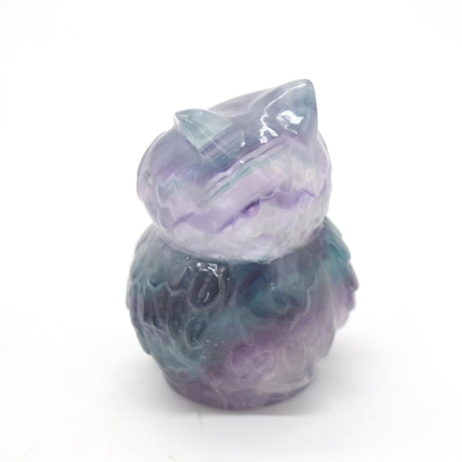 梟 フクロウの置物 フローライト 蛍石 天然石製 パワーストーン