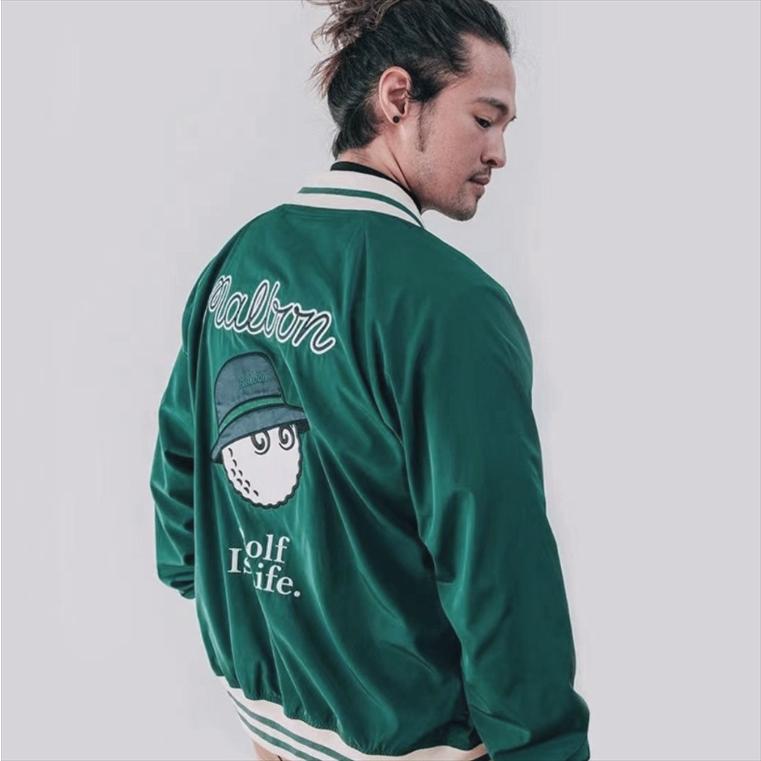 St.Andrews LINKS ゴルフブルゾン 刺繍ロゴ レトロ グリーン ポイント