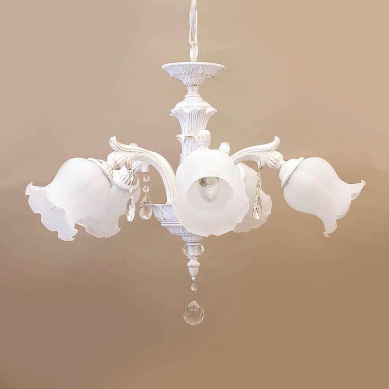 シーリングライト シャンデリア ランプ 天井照明 5灯 ホワイト ガラス