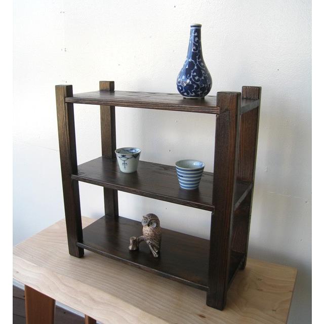 飾り棚 三段シェルフ オープンラック アジアン 和モダン ラック