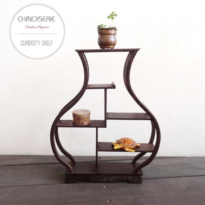 飾り棚 和風 和室 床の間 格子 花瓶 花梨 シノワズリ 珍品棚 盆栽棚