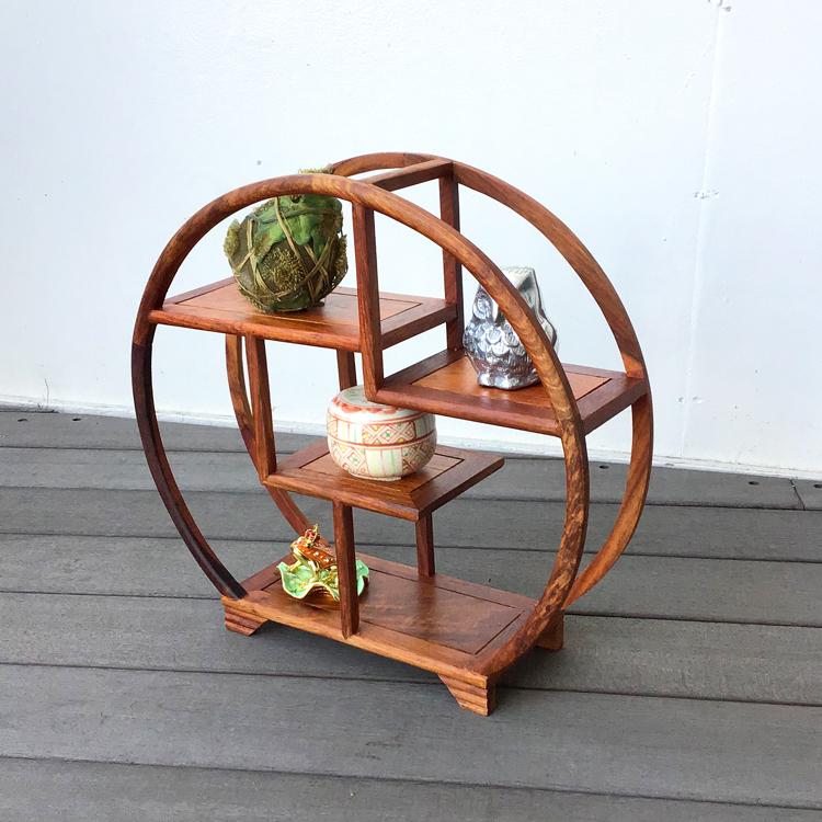 飾り棚 和風 和室 床の間 丸形 シノワズリ 珍品棚 盆栽棚 シェルフ