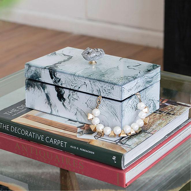 ガラスケース アクセサリーケース ボックス かわいい マーブルガラス