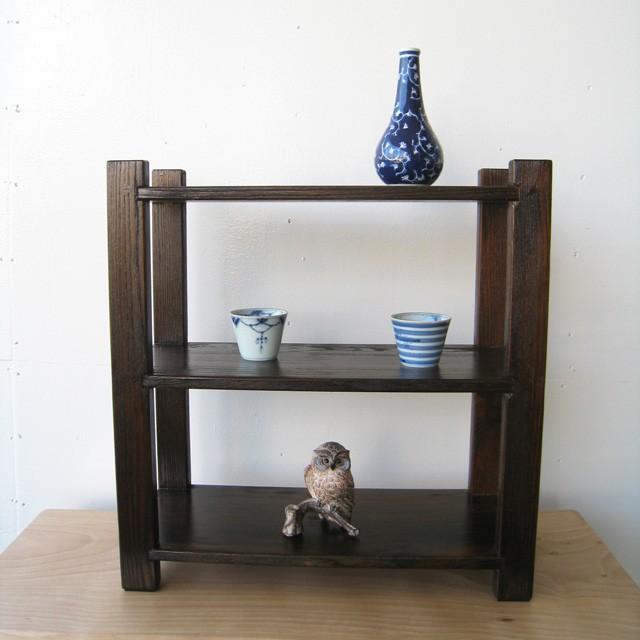 飾り棚 三段シェルフ オープンラック アジアン 和モダン ラック