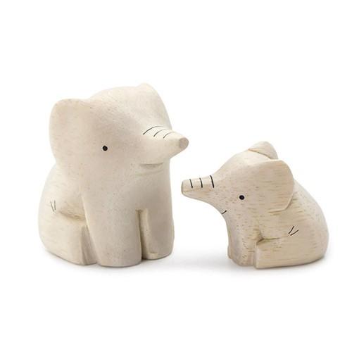 親子 ぞう ゾウ elephant インテリア 置物 木彫り 木製 動物雑貨