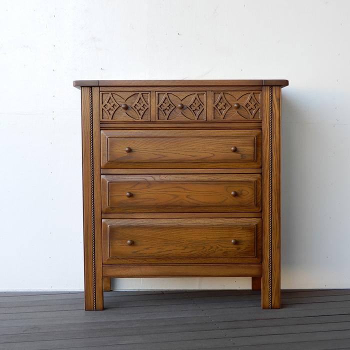 加藤木工 CC チェスト900 チェスト ナラ無垢 おしゃれ 彫刻 幅90 高さ